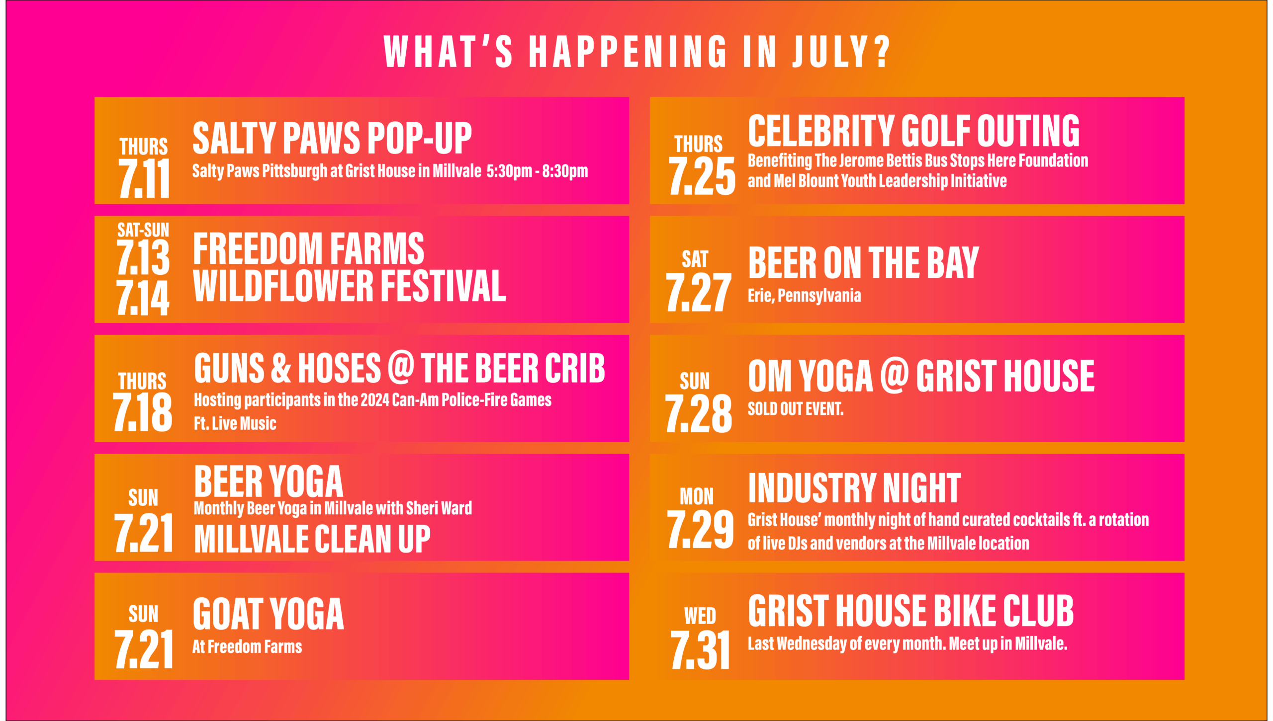 July Schedule