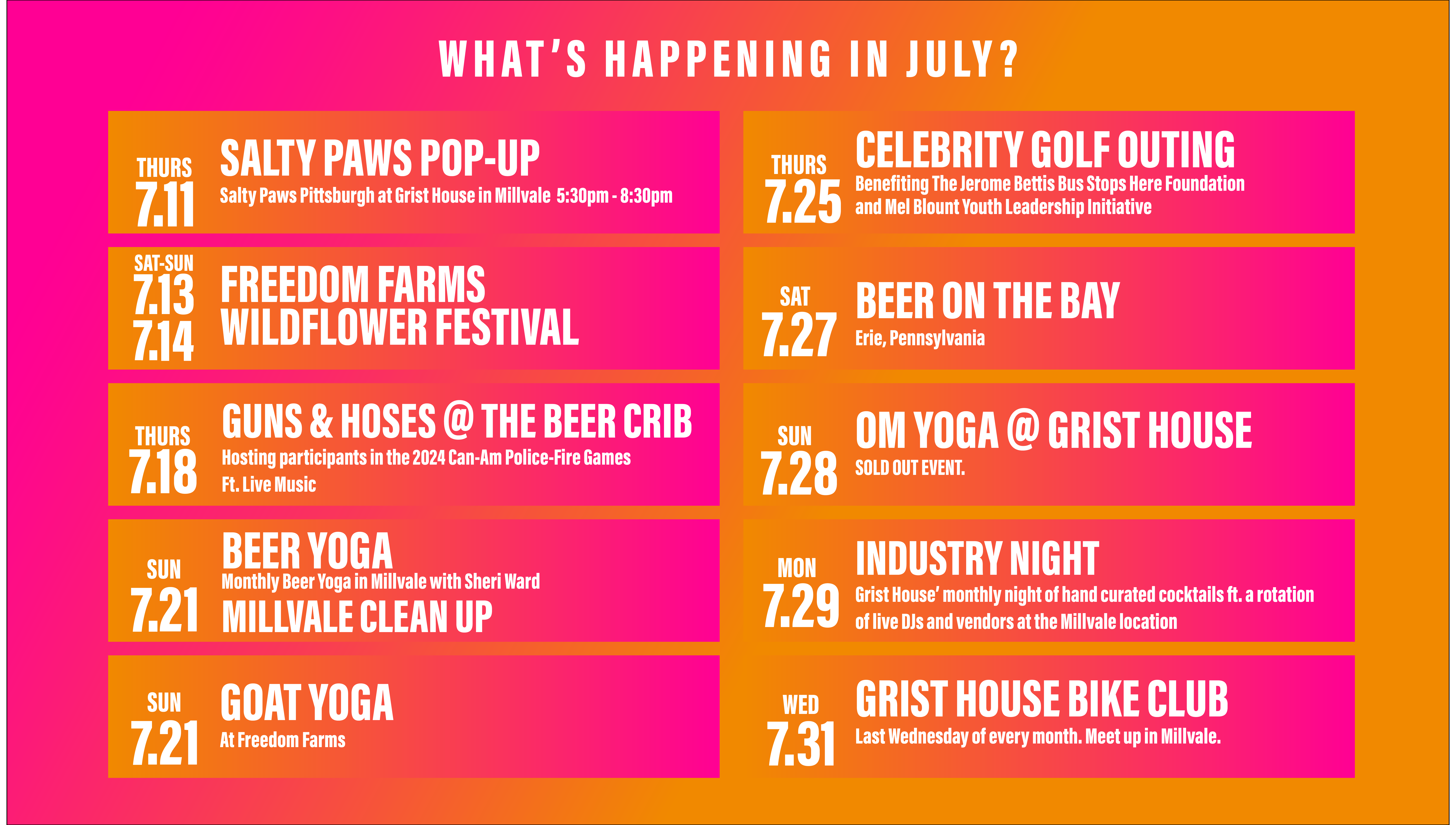 July Schedule