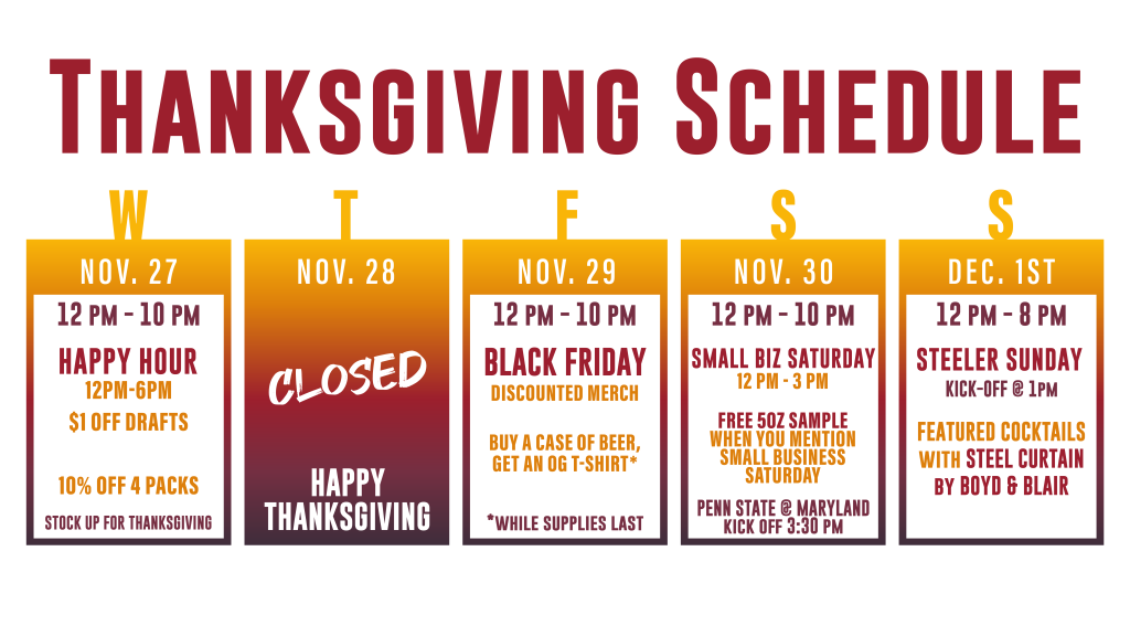 Thanksgiving Schedule